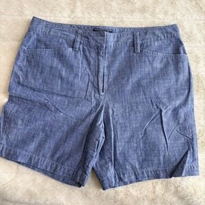 Lands' End Chambray Chino Shorts Blue Mid Rise Womens Size 8